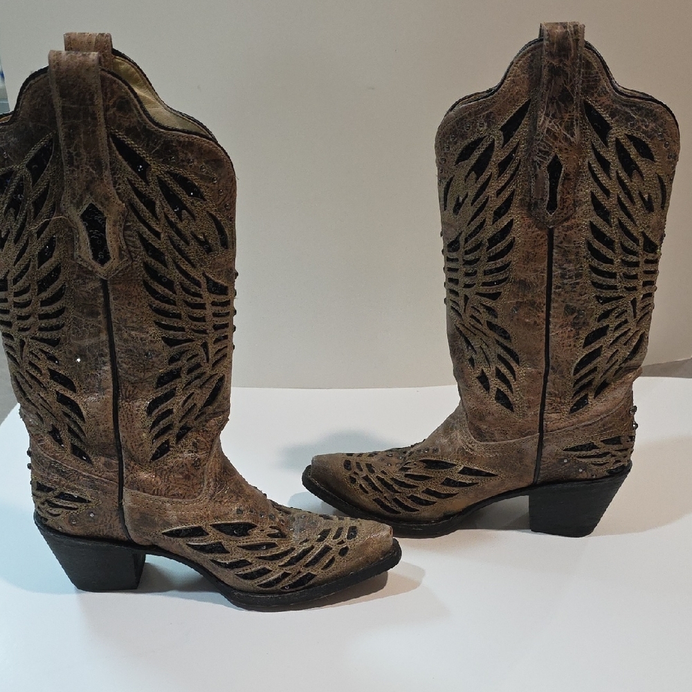 Rustic Cutout Heeled Boots for Women